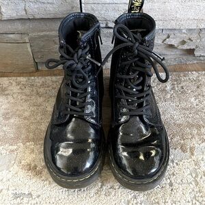 Dr. Martens 1460 Luana Glitter Boots Lace Up Combat Ankle Black Patent Leather:2